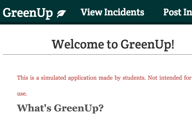 GreenUp: an environmental incident reporting website 